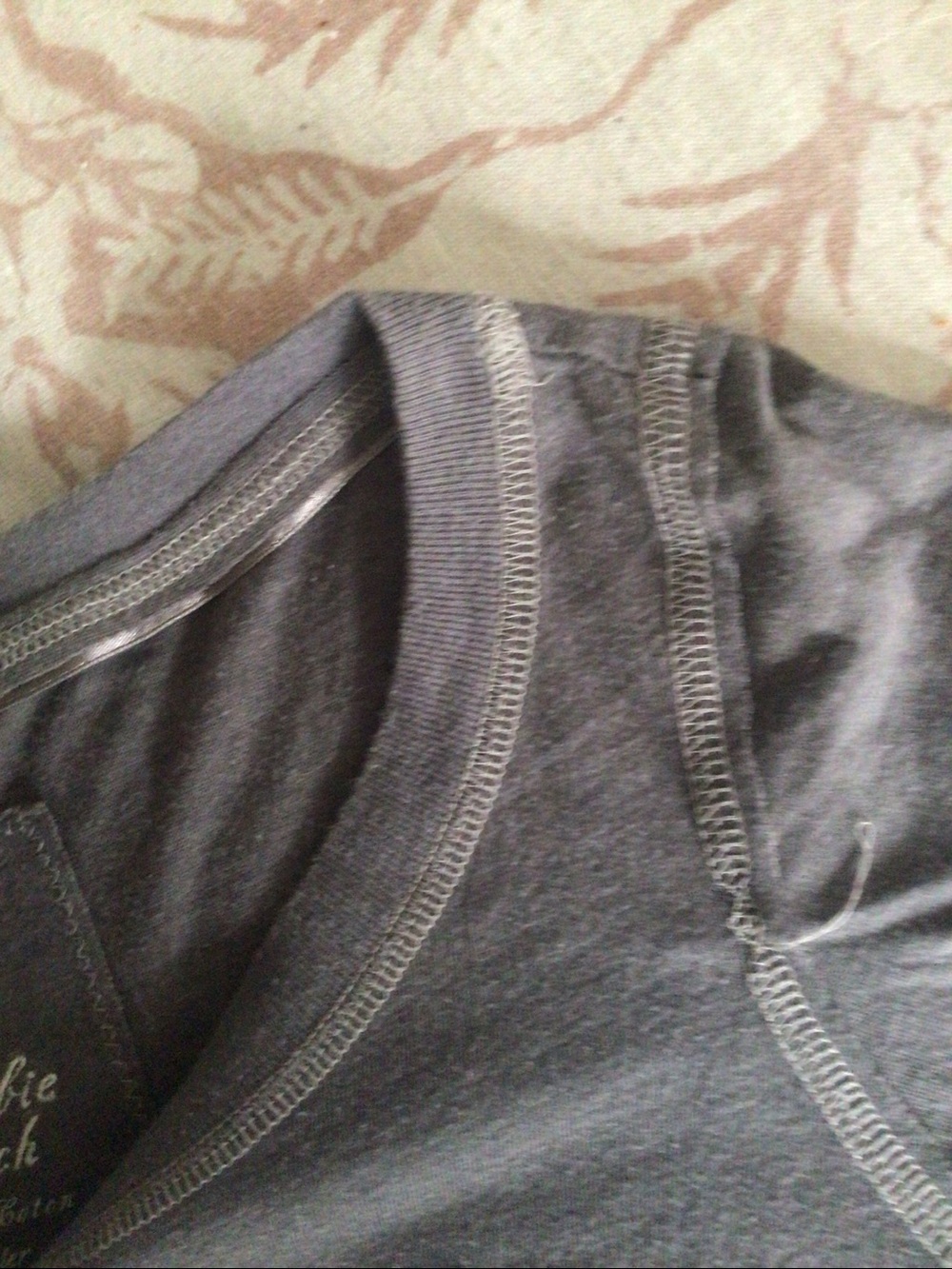 Abercrombie & Fitch Henley Tee Charcoal Gray withsatin trim near buttons. - Picture 6 of 7